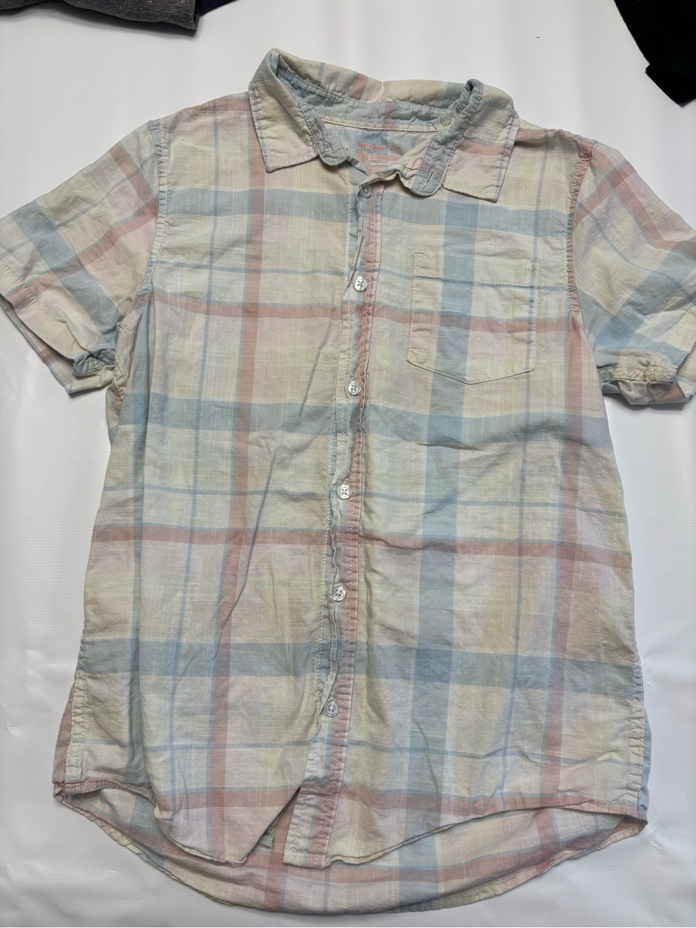 Cat & Jack Pastel Plaid Short-Sleeve Button-Down Shirt